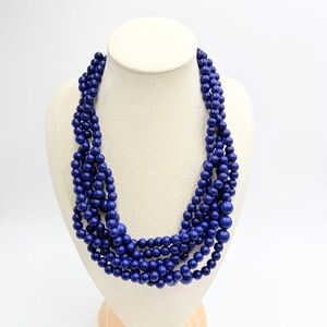 Charming Charlie Blue Multi-Strand Beaded Statement Necklace